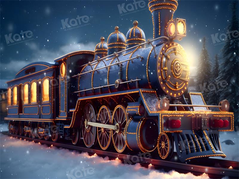 Kate Winter Train Snow Backdrop for Photography - Kate Backdrop AU