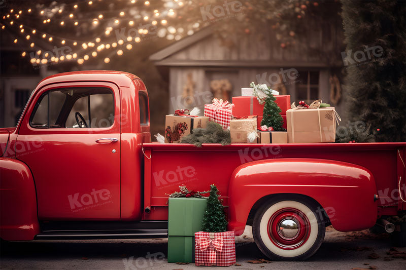 Kate Christmas Gift Red Truck Backdrop for Photography - Kate Backdrop AU