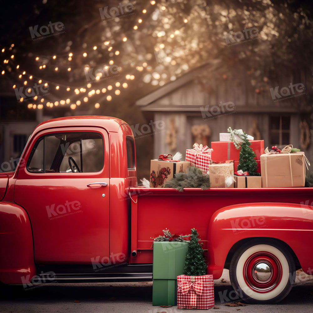 Kate Christmas Gift Red Truck Backdrop for Photography