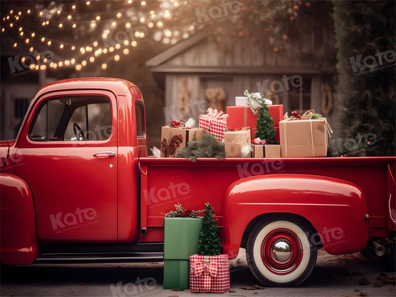 Kate Christmas Gift Red Truck Backdrop for Photography - Kate Backdrop AU