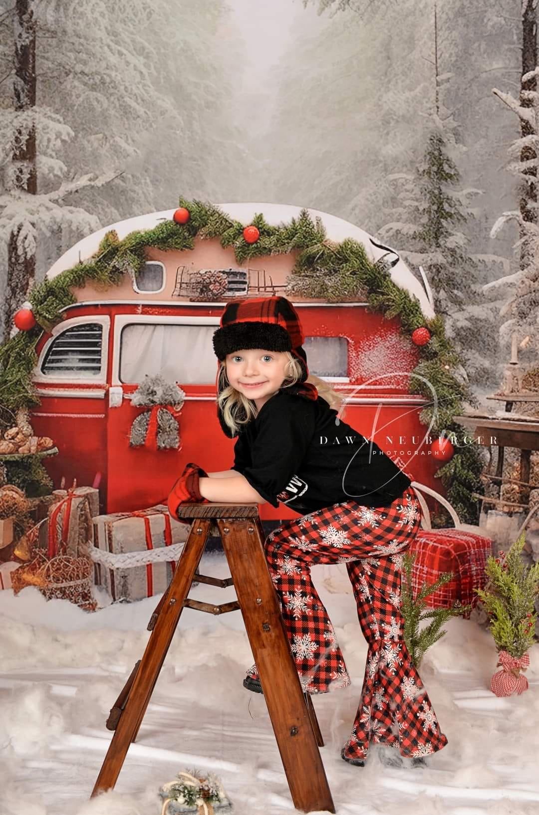 Kate Christmas Outdoor Snow Backdrop Forest for Photography - Kate Backdrop AU