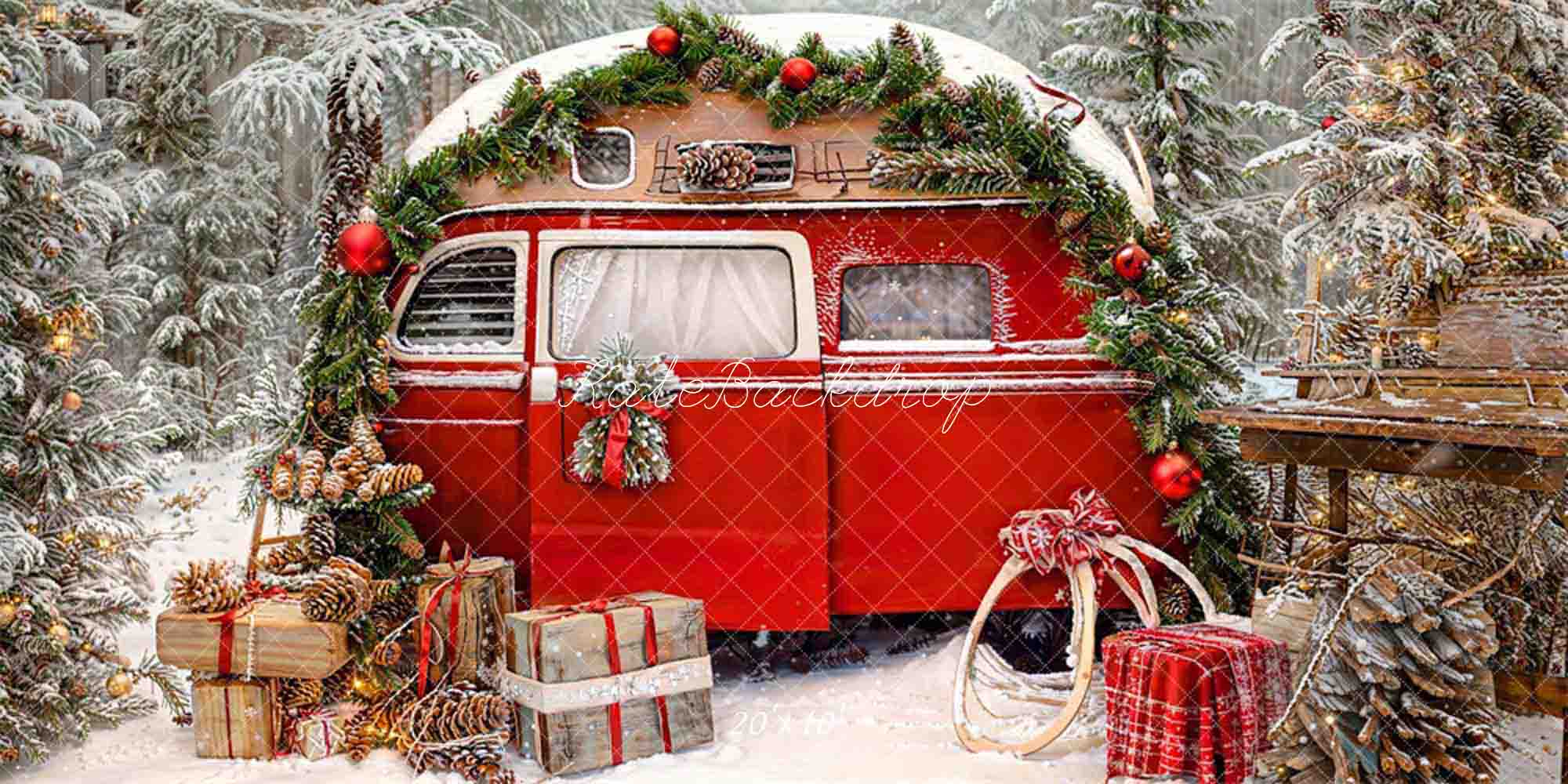 Kate Christmas Outdoor Snow Backdrop Forest for Photography - Kate Backdrop AU