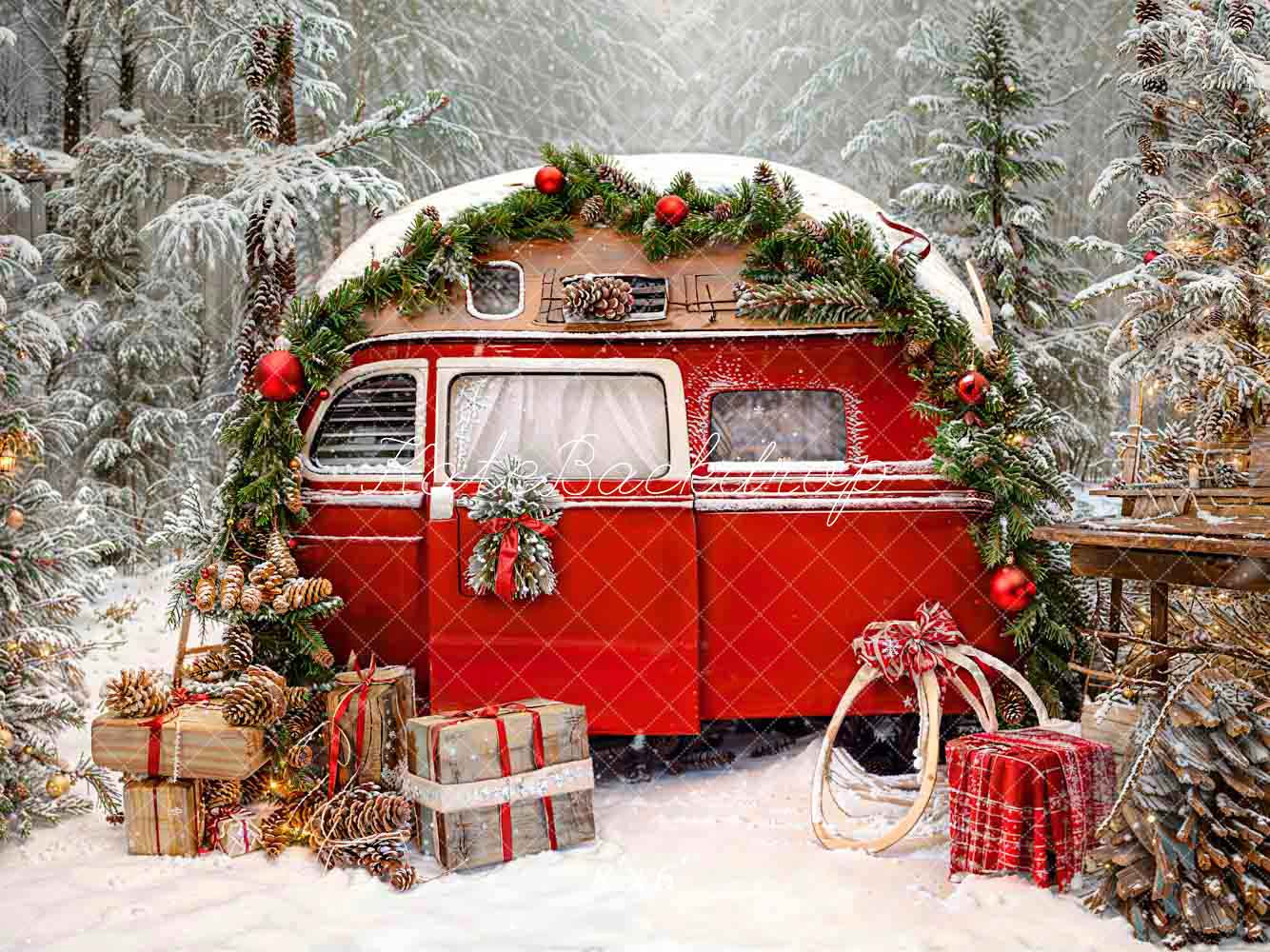 Kate Christmas Outdoor Snow Backdrop Forest for Photography - Kate Backdrop AU