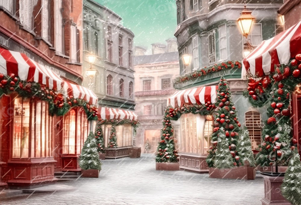 Kate Snowy Christmas Town Backdrop for Photography - Kate Backdrop AU
