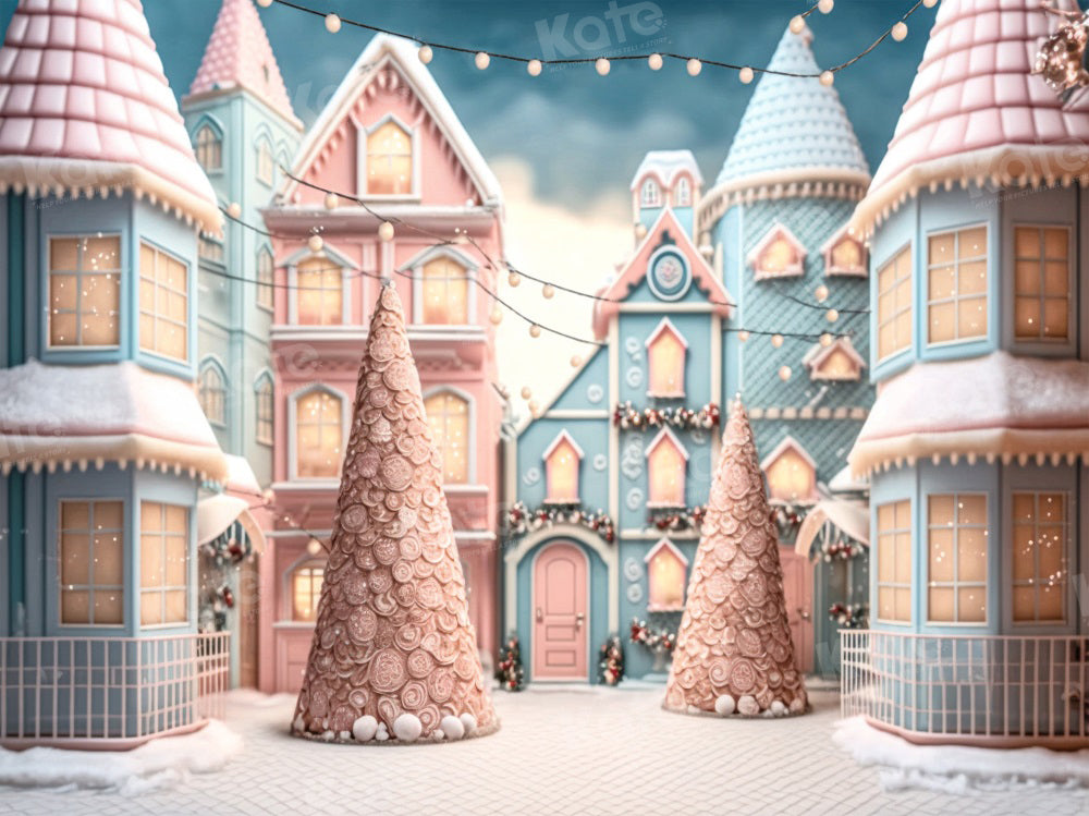 Kate Winter Christmas Town Backdrop for Photography - Kate Backdrop AU