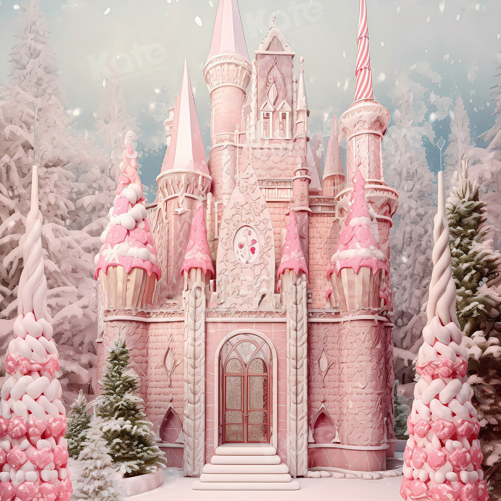Kate Winter Christmas Pink Castle Backdrop for Photography - Kate Backdrop AU