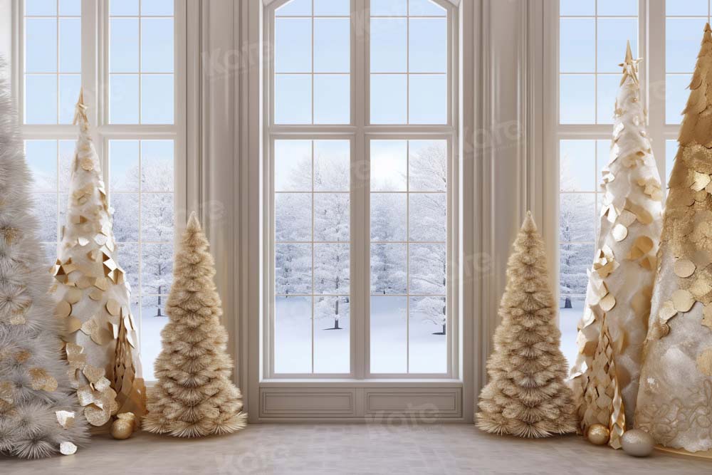 Kate Golden Christmas Tree Window Backdrop Designed by Chain Photography - Kate Backdrop AU