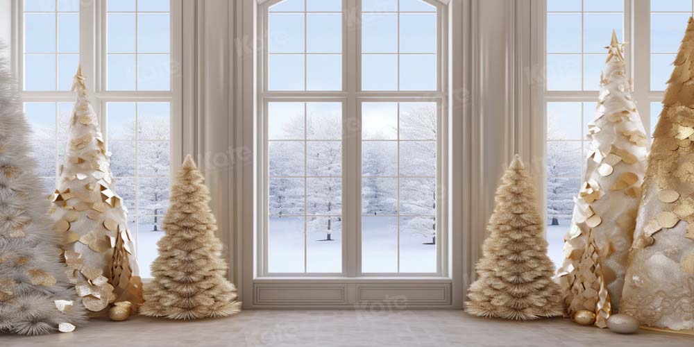 Kate Golden Christmas Tree Window Backdrop Designed by Chain Photography - Kate Backdrop AU
