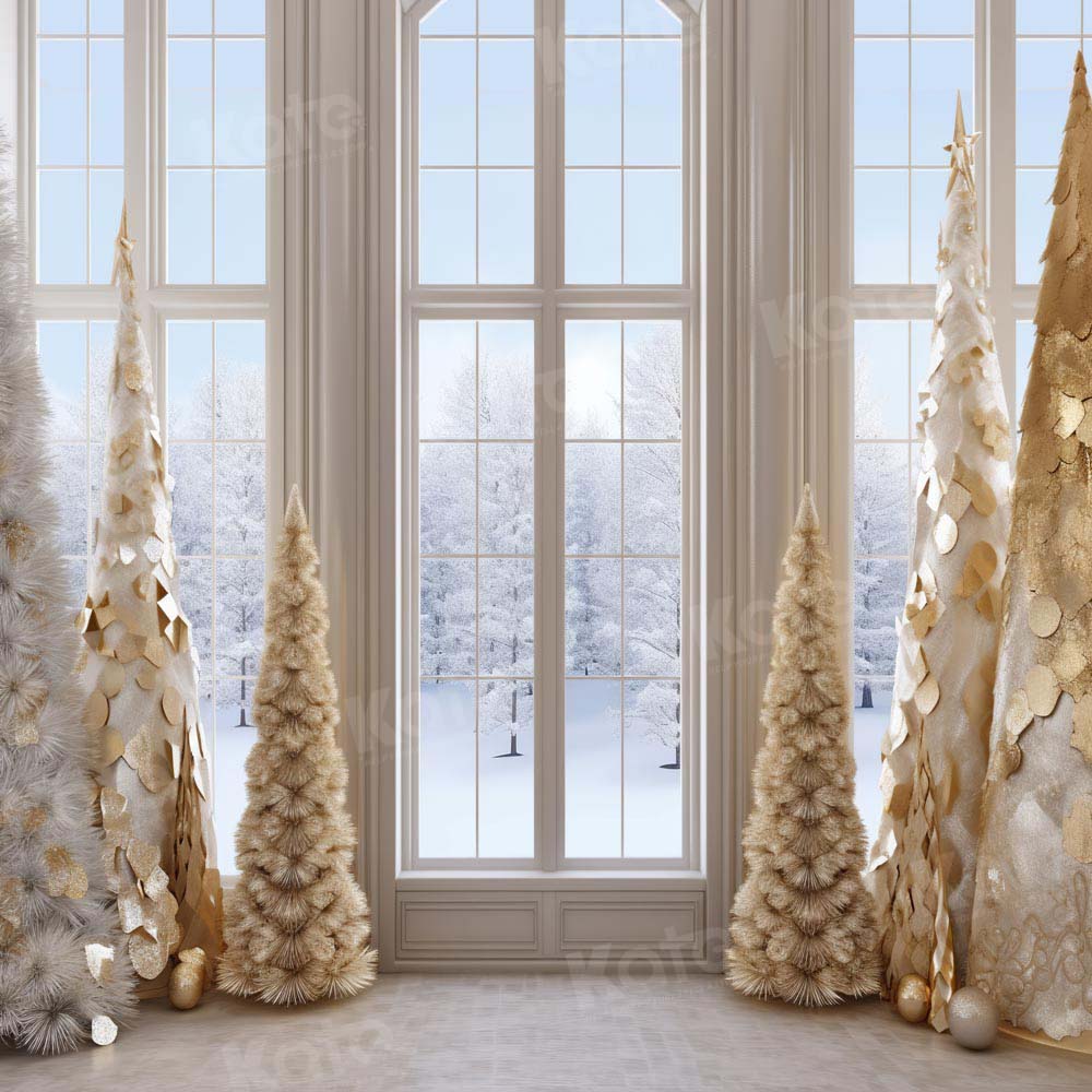 Kate Golden Christmas Tree Window Backdrop Designed by Chain Photography - Kate Backdrop AU