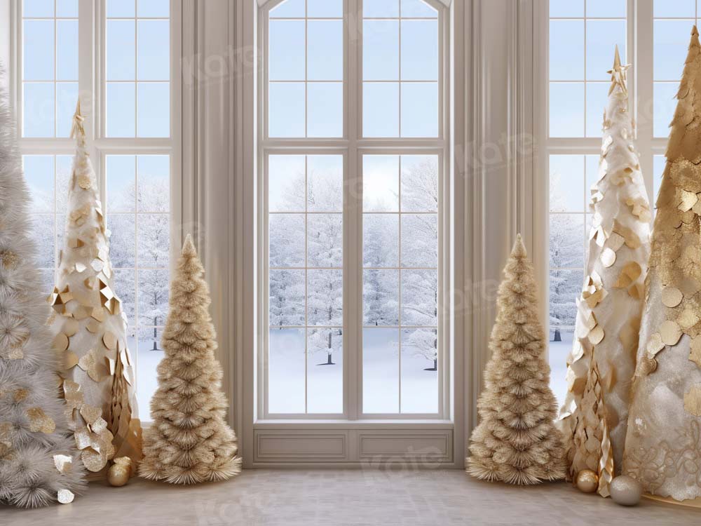 Kate Golden Christmas Tree Window Backdrop Designed by Chain Photography - Kate Backdrop AU