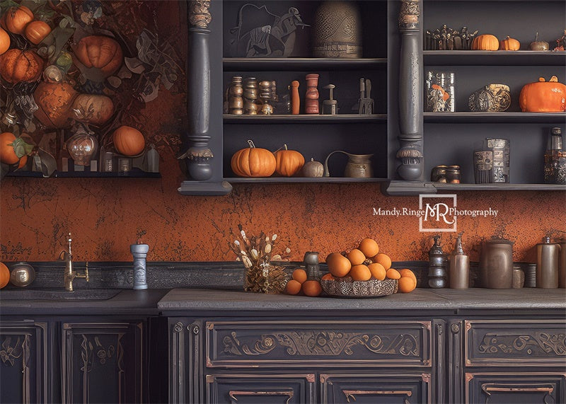 Kate Autumn Kitchen Pumpkins Backdrop Designed by Mandy Ringe Photography - Kate Backdrop AU