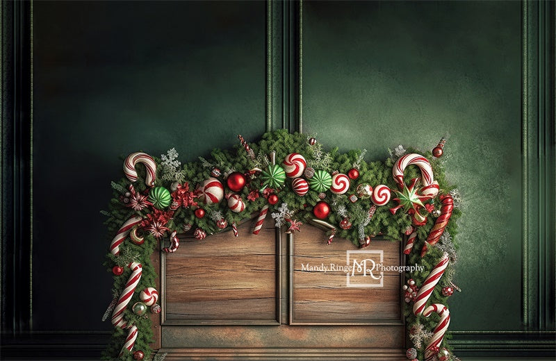 Kate Green Christmas Headboard Backdrop Candy Cane Designed by Mandy Ringe Photography - Kate Backdrop AU