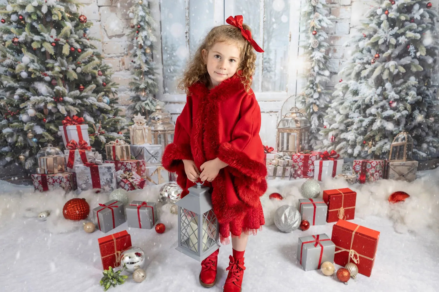 Kate Christmas Snow Tree Door Fleece Backdrop Designed by Emetselch - Kate Backdrop AU
