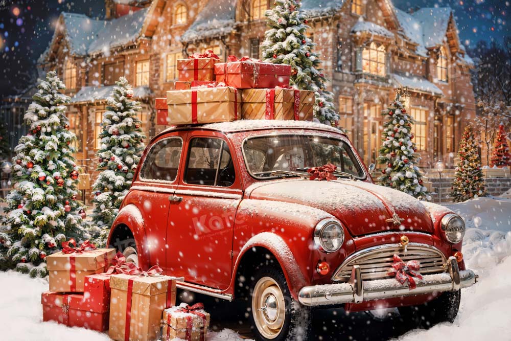 Kate Winter Christmas Red Car Backdrop Designed by Chain Photography - Kate Backdrop AU