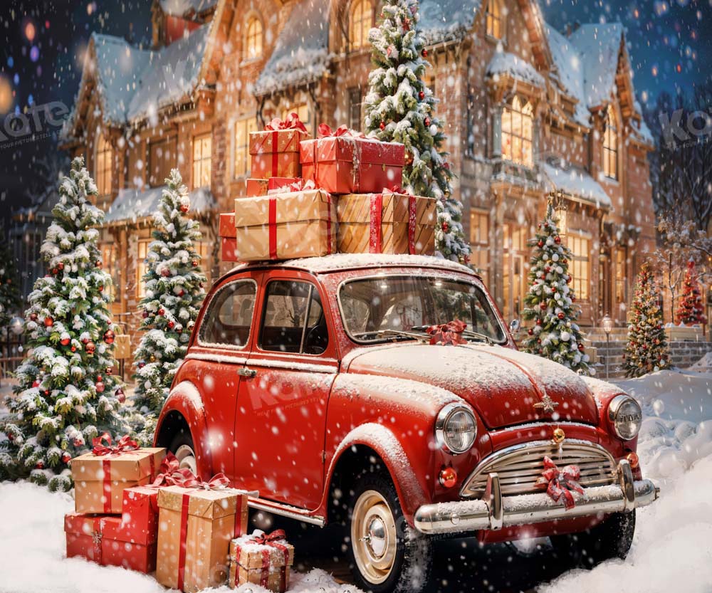 Kate Winter Christmas Red Car Backdrop Designed by Chain Photography - Kate Backdrop AU