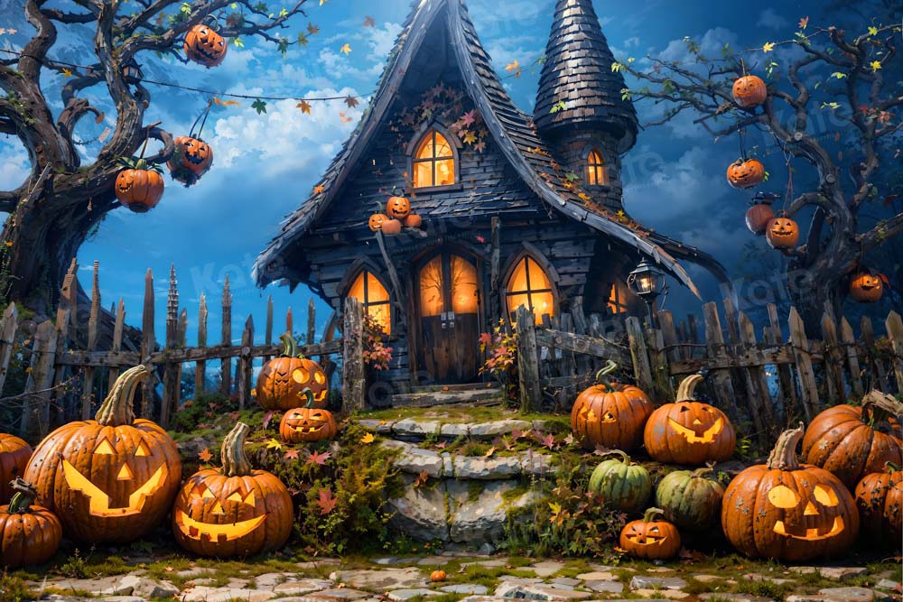 Kate Halloween Pumpkin House Backdrop Designed by Chain Photography - Kate Backdrop AU