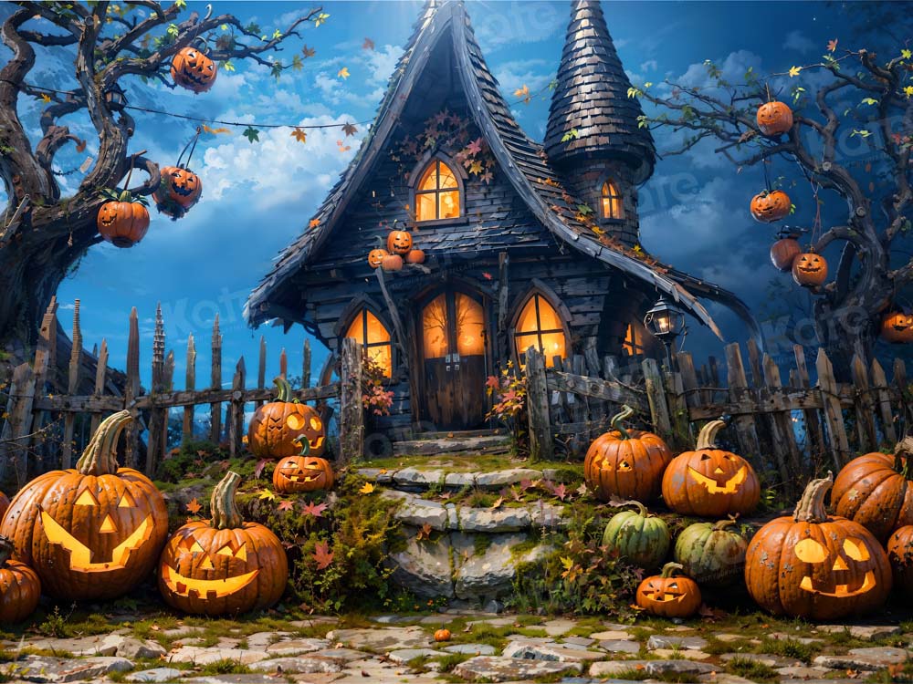 Kate Halloween Pumpkin House Backdrop Designed by Chain Photography - Kate Backdrop AU