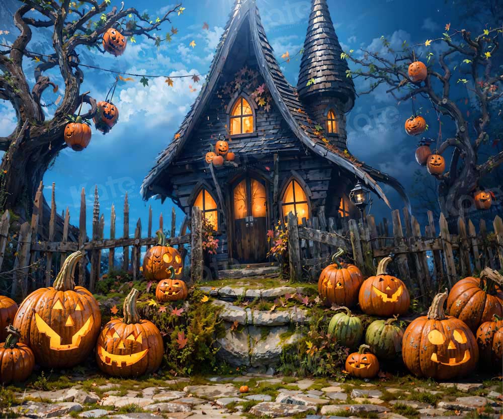 Kate Halloween Pumpkin House Backdrop Designed by Chain Photography - Kate Backdrop AU