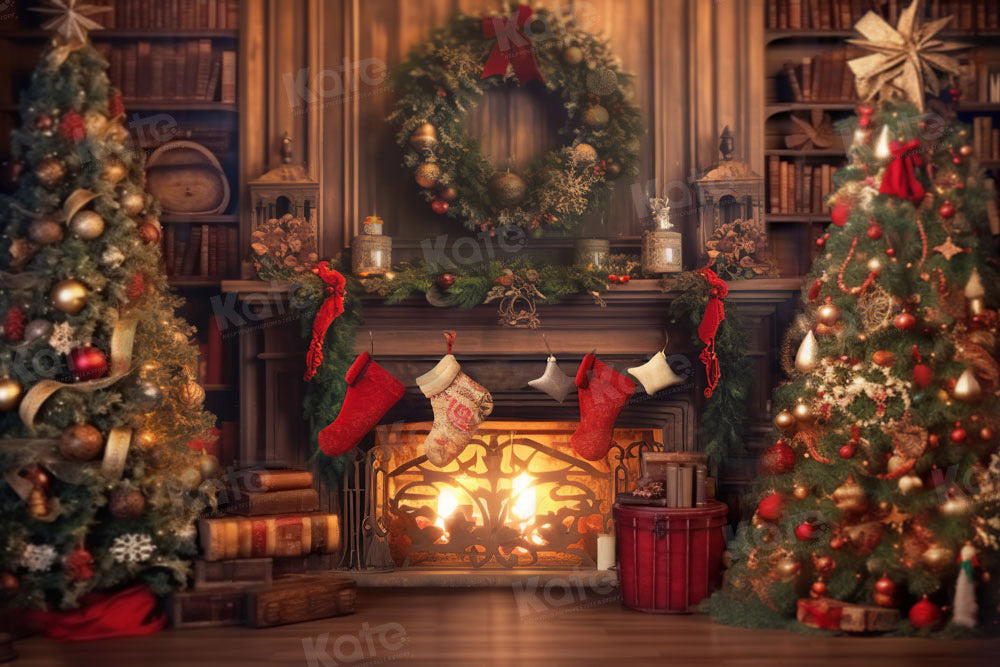 Kate Warm Christmas Tree Interior Backdrop Designed by Emetselch - Kate Backdrop AU