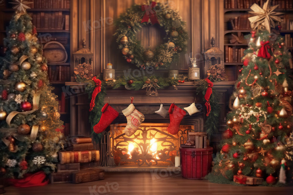 Kate Warm Christmas Tree Interior Backdrop Designed by Emetselch - Kate Backdrop AU
