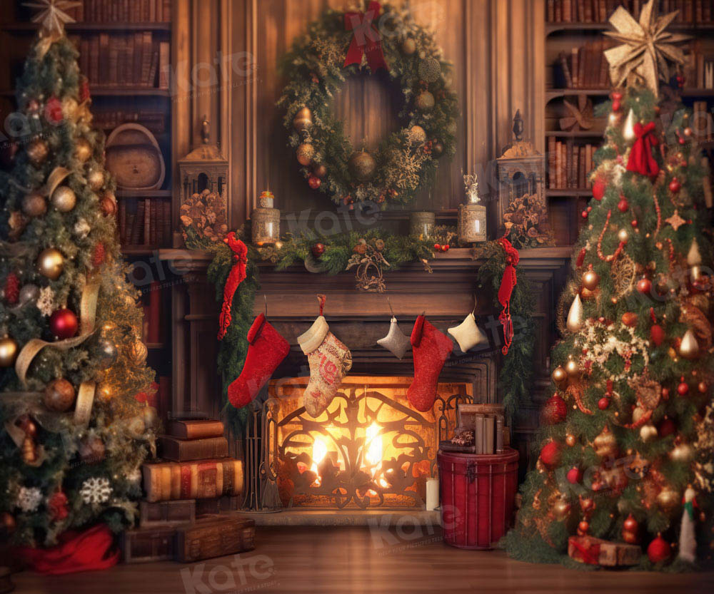 Kate Warm Christmas Tree Interior Backdrop Designed by Emetselch - Kate Backdrop AU