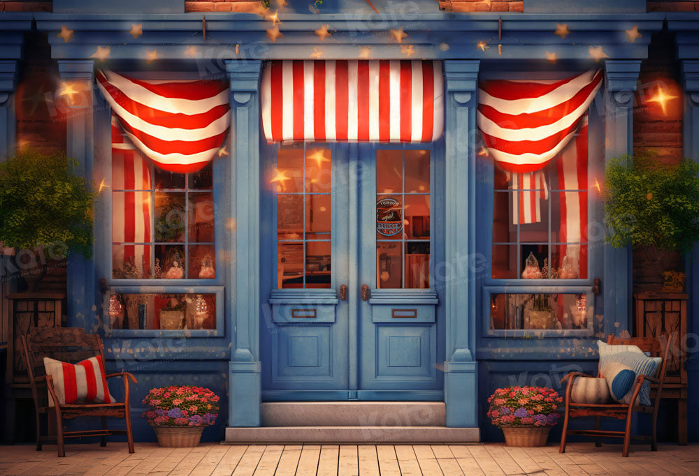 Kate Festive Store Backdrop Red White Stripes Designed by Chain Photography - Kate Backdrop AU