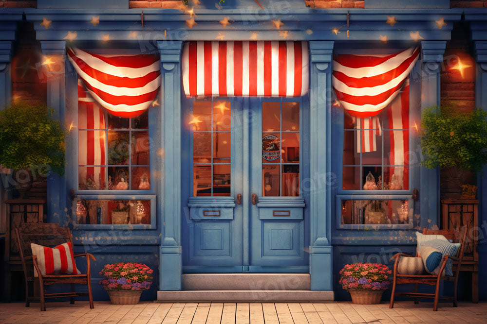 Kate Festive Store Backdrop Red White Stripes Designed by Chain Photography - Kate Backdrop AU