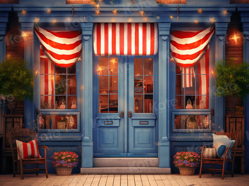 Kate Festive Store Backdrop Red White Stripes Designed by Chain Photography - Kate Backdrop AU