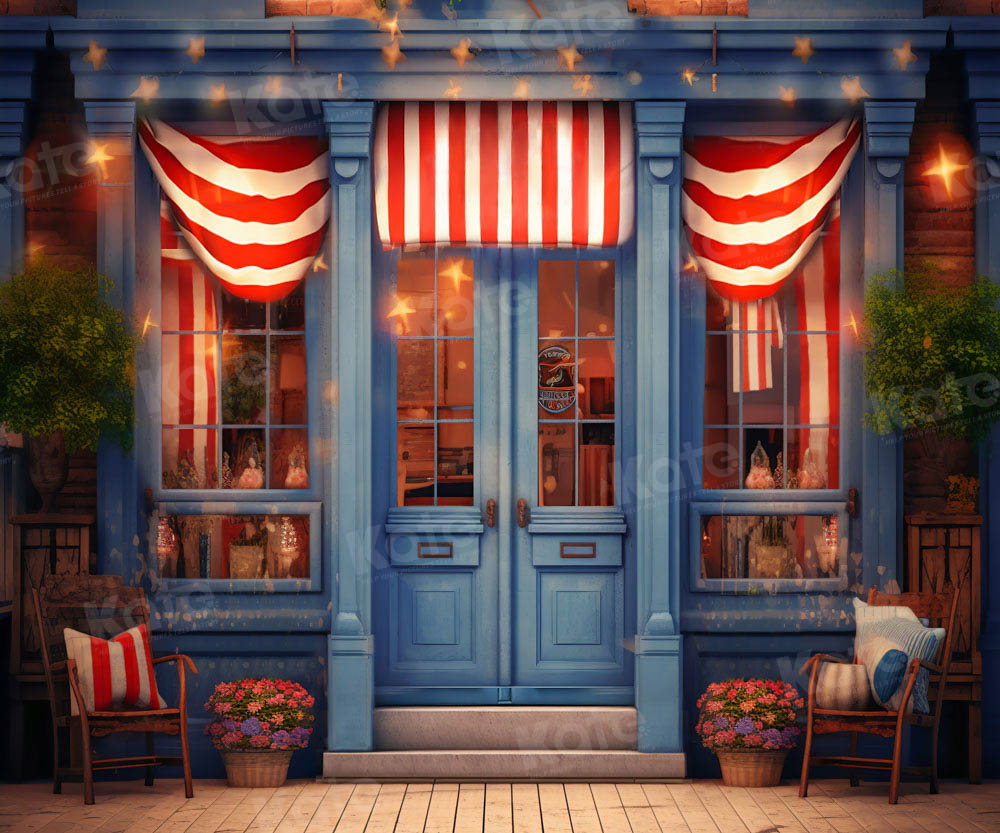 Kate Festive Store Backdrop Red White Stripes Designed by Chain Photography - Kate Backdrop AU