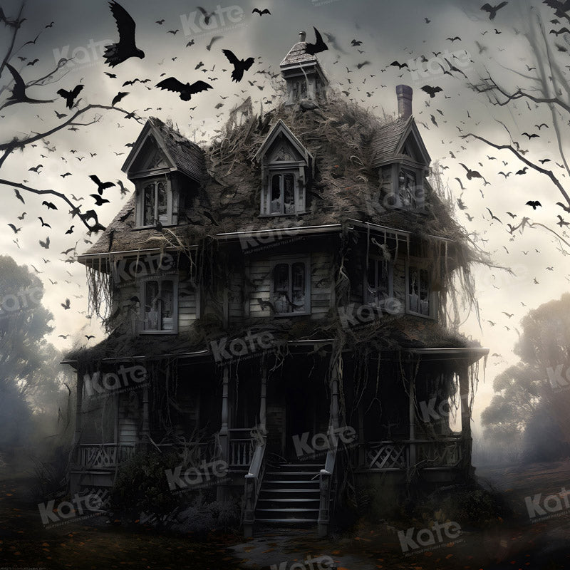 Kate Halloween Black House Bird Backdrop for Photography - Kate Backdrop AU