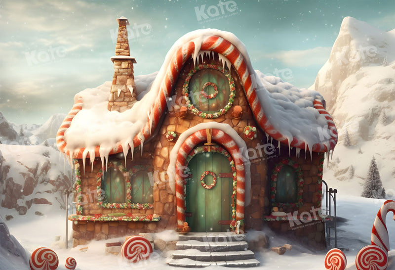 Kate Christmas Candy Lgloos Backdrop for Photography - Kate Backdrop AU