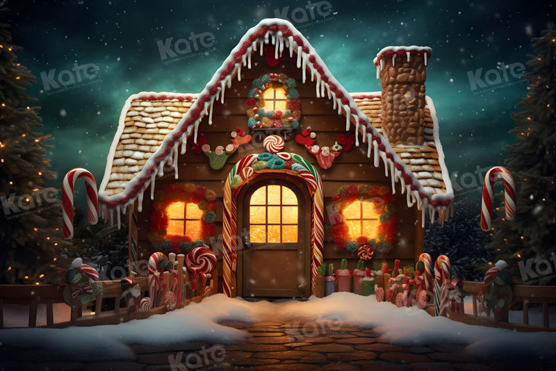 Kate Christmas Candy Lgloos Backdrop for Photography - Kate Backdrop AU