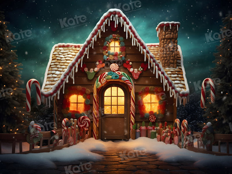 Kate Christmas Candy Lgloos Backdrop for Photography - Kate Backdrop AU