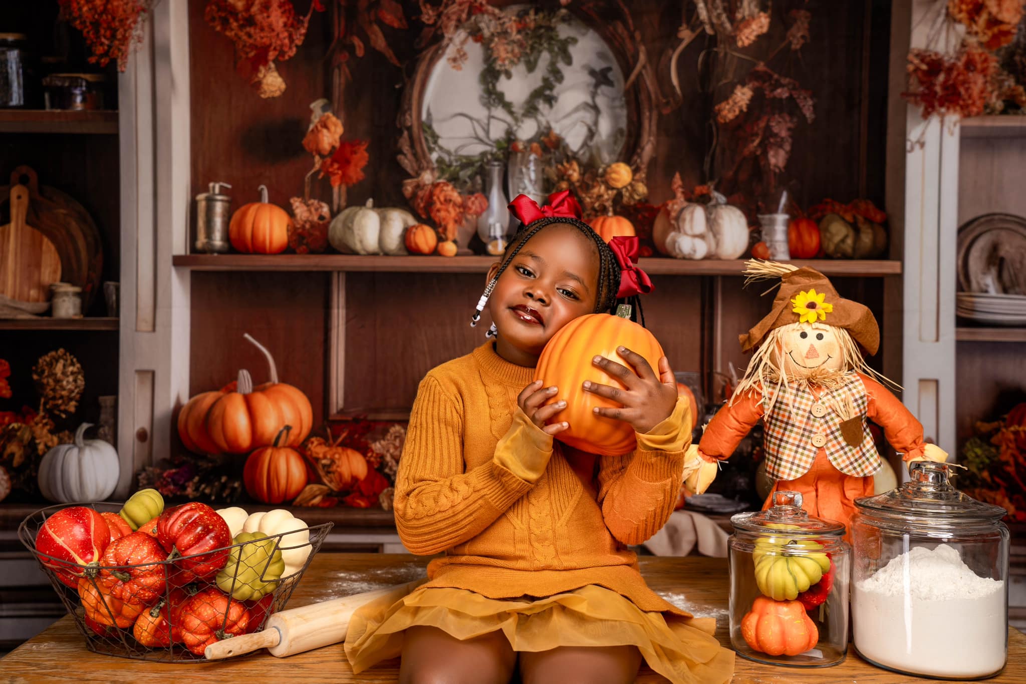 Kate Cozy Autumn Kitchen Hutch Backdrop Designed by Mandy Ringe Photography - Kate Backdrop AU