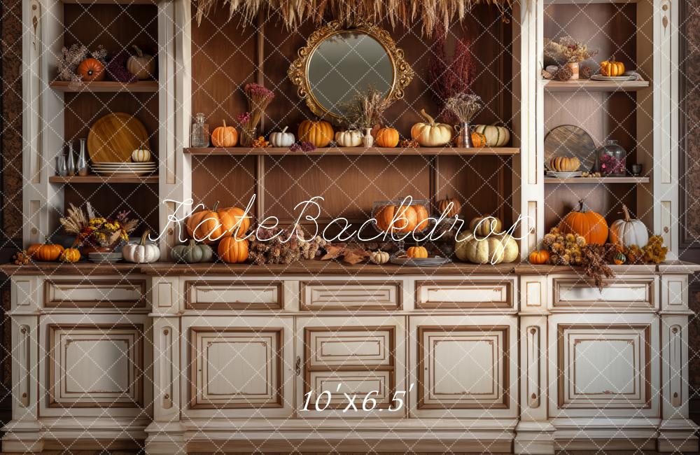 Kate Cozy Autumn Kitchen Hutch Backdrop Designed by Mandy Ringe Photography - Kate Backdrop AU