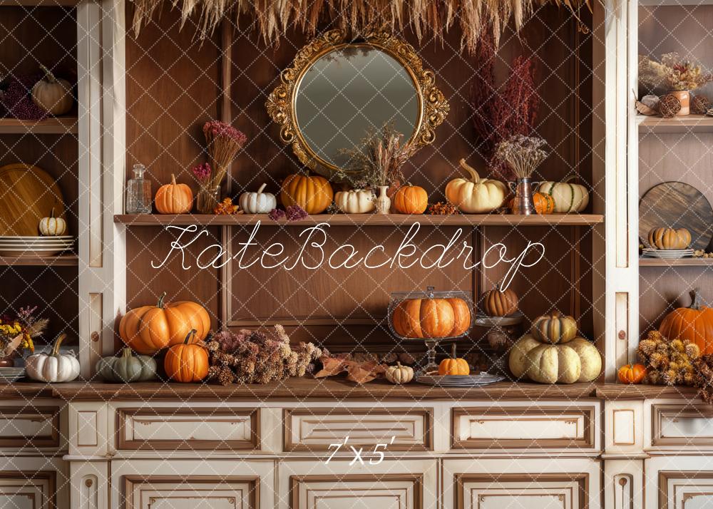 Kate Cozy Autumn Kitchen Hutch Backdrop Designed by Mandy Ringe Photography - Kate Backdrop AU