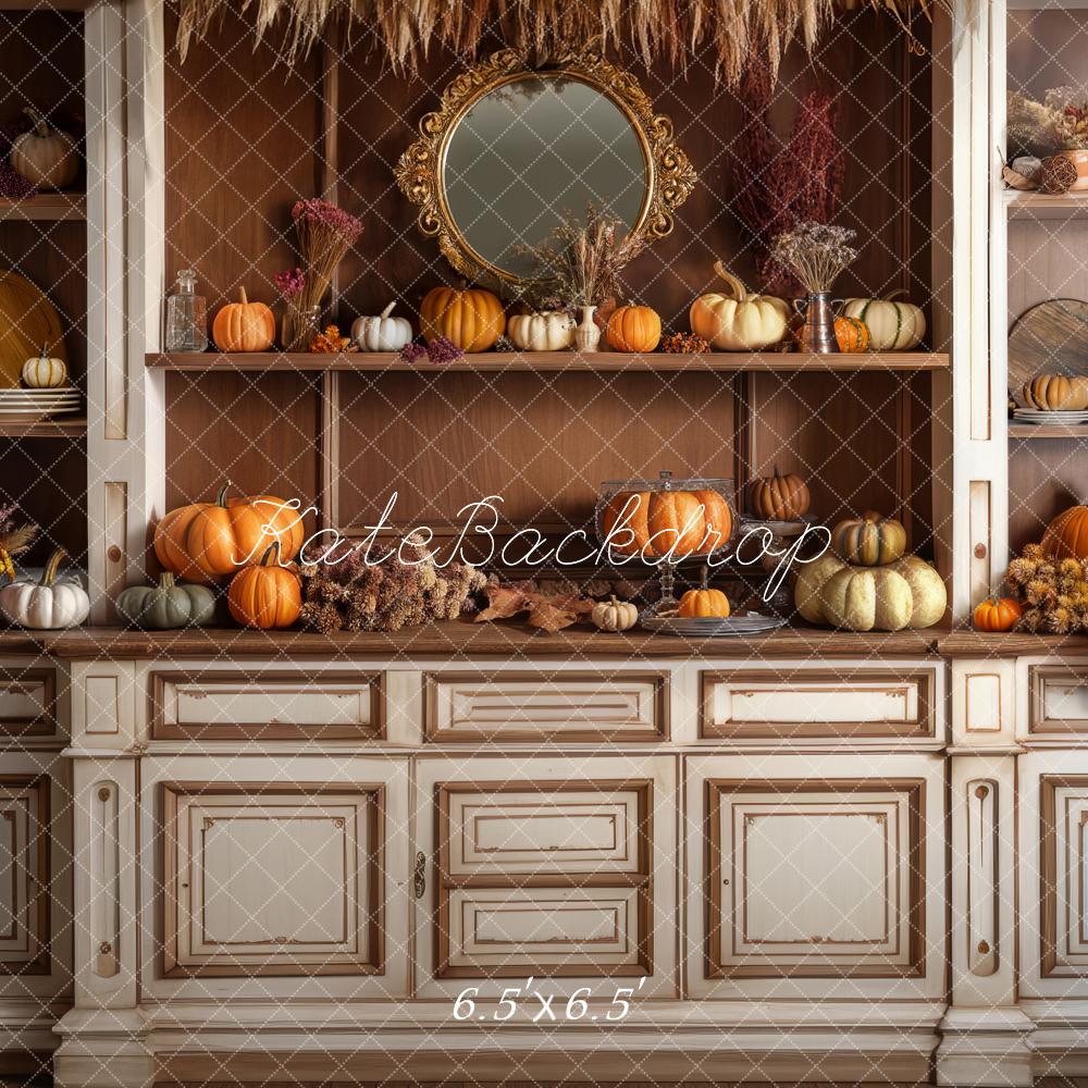 Kate Cozy Autumn Kitchen Hutch Backdrop Designed by Mandy Ringe Photography - Kate Backdrop AU