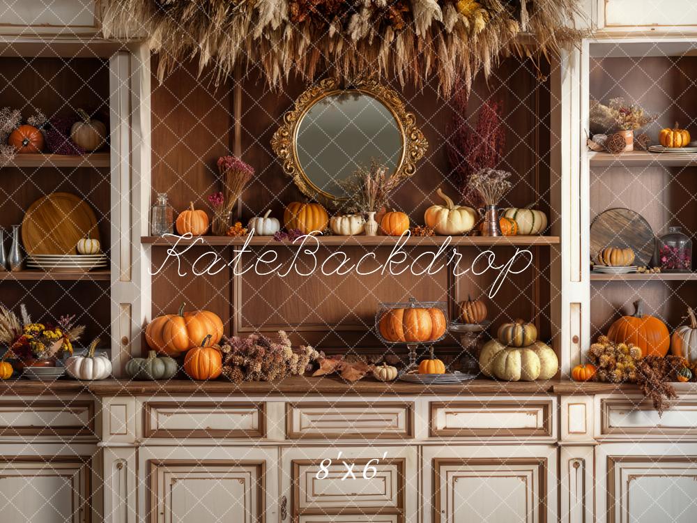 Kate Cozy Autumn Kitchen Hutch Backdrop Designed by Mandy Ringe Photography - Kate Backdrop AU
