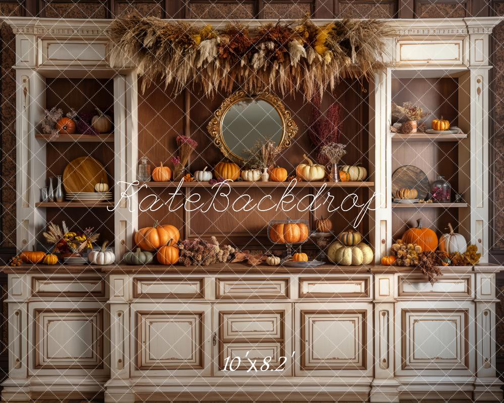 Kate Cozy Autumn Kitchen Hutch Backdrop Designed by Mandy Ringe Photography - Kate Backdrop AU