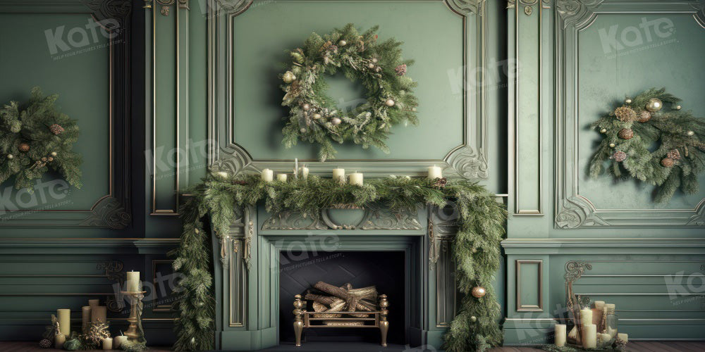 Kate Green Christmas Fireplace Backdrop Designed by Mandy Ringe Photography - Kate Backdrop AU