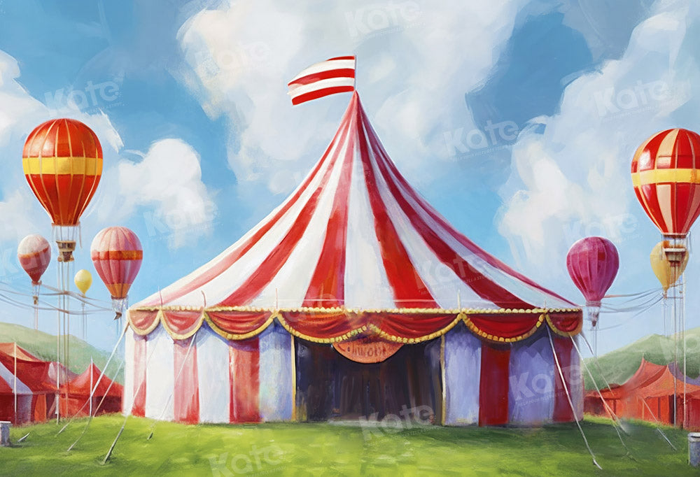 Kate Summer Circus Grass Tent Backdrop Designed by Chain Photography - Kate Backdrop AU