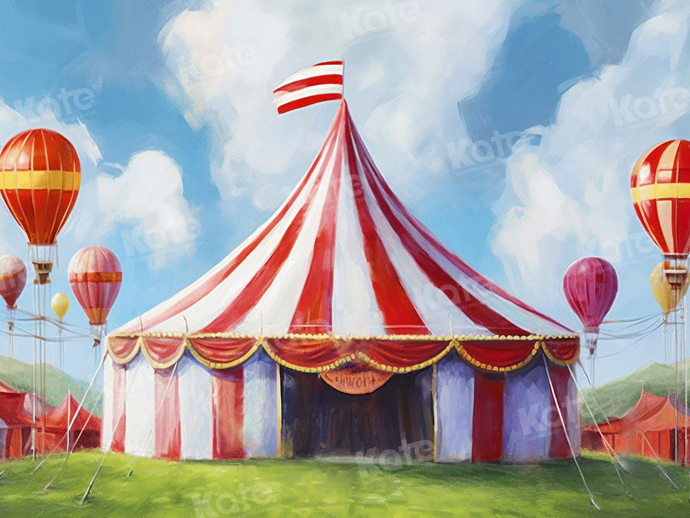 Kate Summer Circus Grass Tent Backdrop Designed by Chain Photography - Kate Backdrop AU