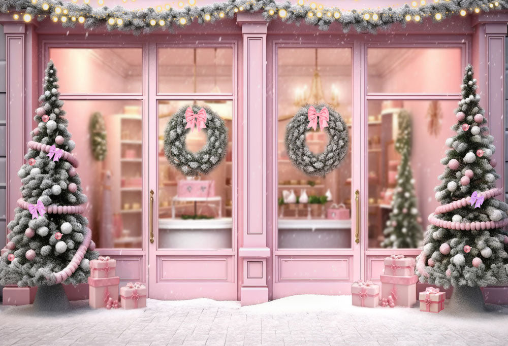 Kate Pink Christmas Snow Backdrop Designed by Chain Photography
