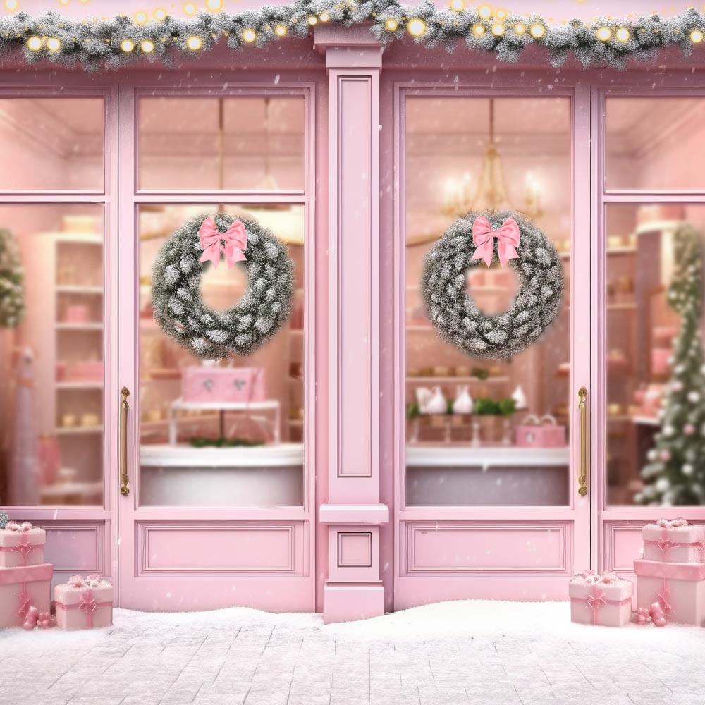 Kate Pink Christmas Snow Backdrop Designed by Chain Photography