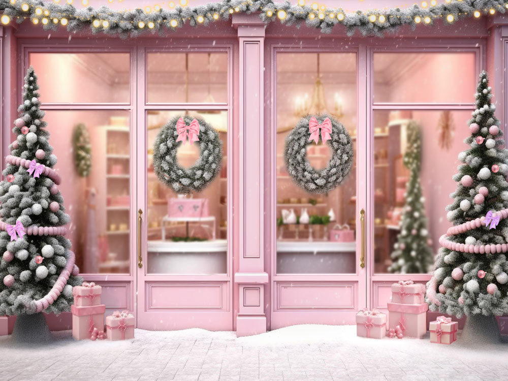 Kate Pink Christmas Snow Backdrop Designed by Chain Photography