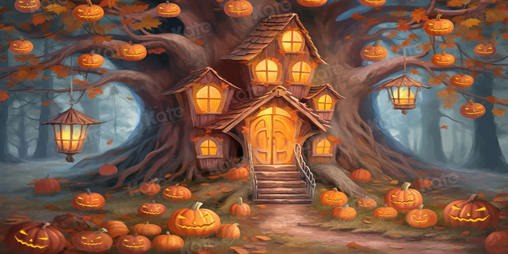 Kate Halloween Pumpkin Tree House Backdrop Designed by GQ - Kate Backdrop AU