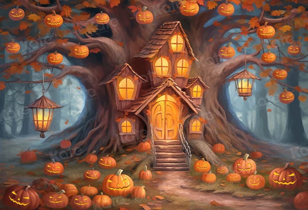 Kate Halloween Pumpkin Tree House Backdrop Designed by GQ - Kate Backdrop AU