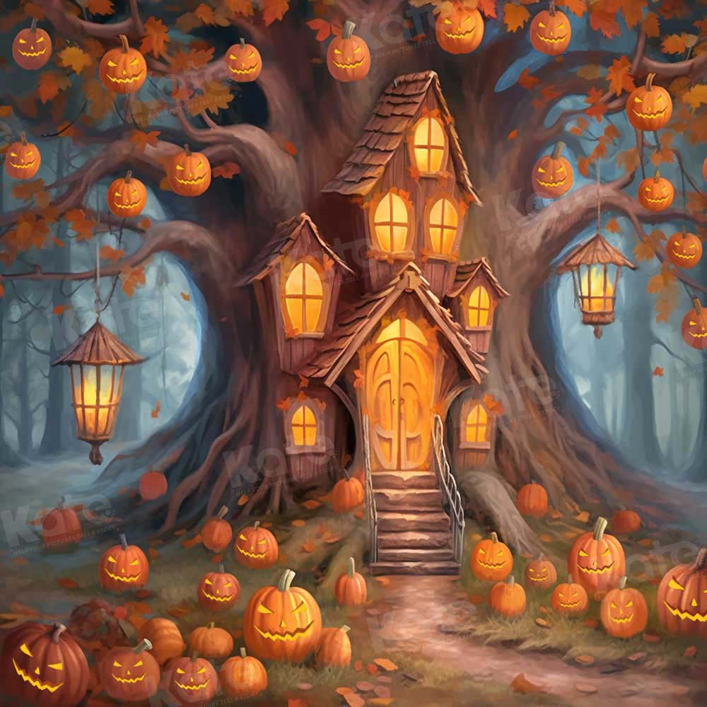 Kate Halloween Pumpkin Tree House Backdrop Designed by GQ - Kate Backdrop AU
