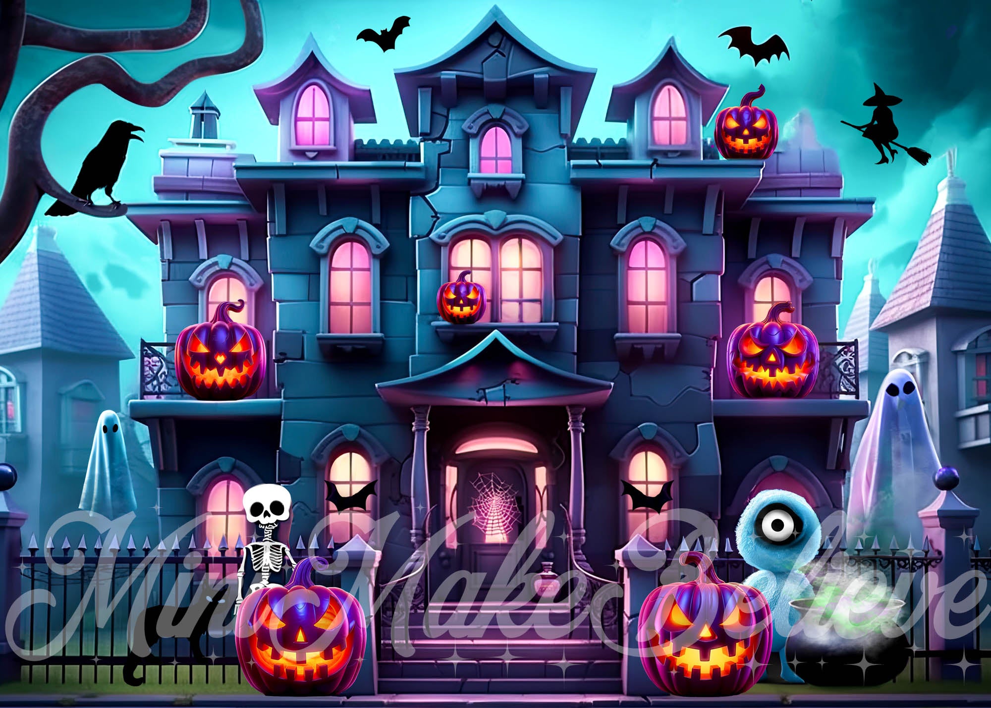 Kate Halloween Mansion House Backdrop Designed by Mini MakeBelieve - Kate Backdrop AU