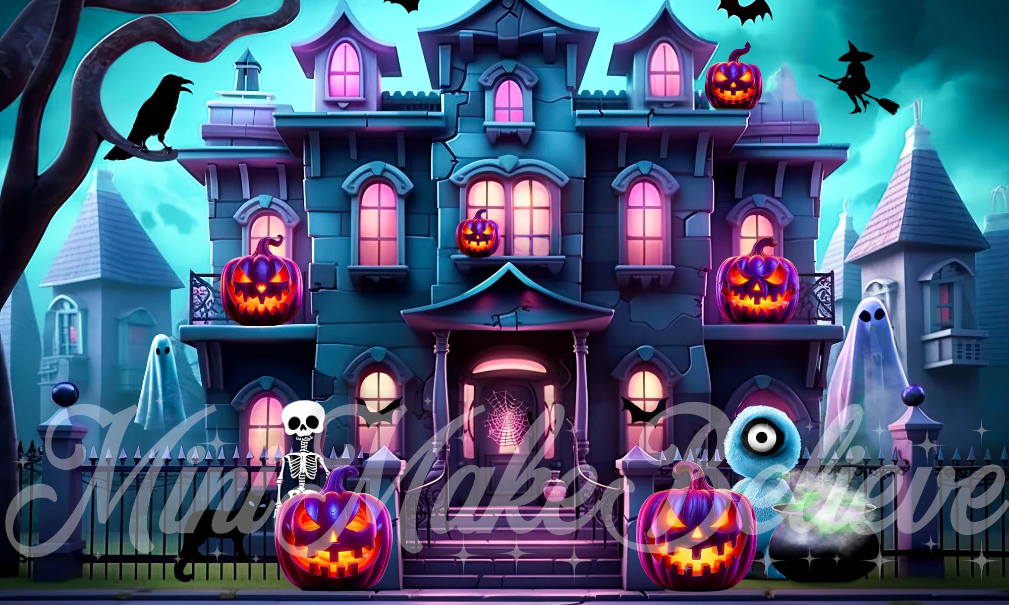 Kate Halloween Mansion House Backdrop Designed by Mini MakeBelieve - Kate Backdrop AU